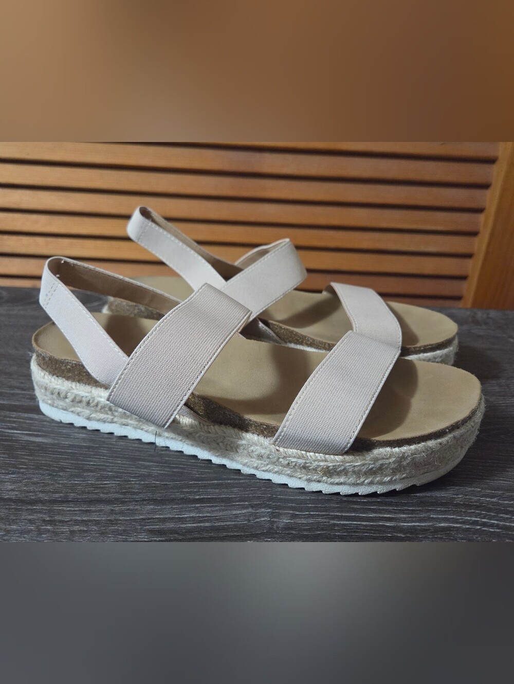 Steve Madden Beige Elastic Strap Espadrille Sandals